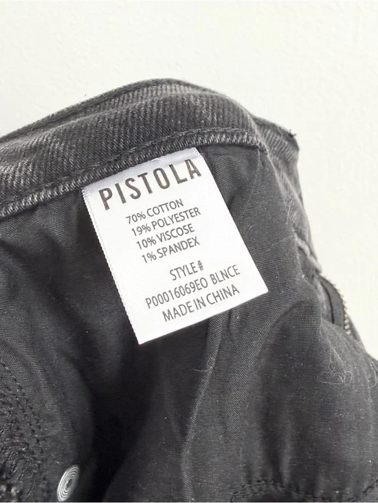 Pistola Lennon Pintuck High Rise Crop Flare Jeans Black Gray Wash Size 28 - Picture 6 of 6